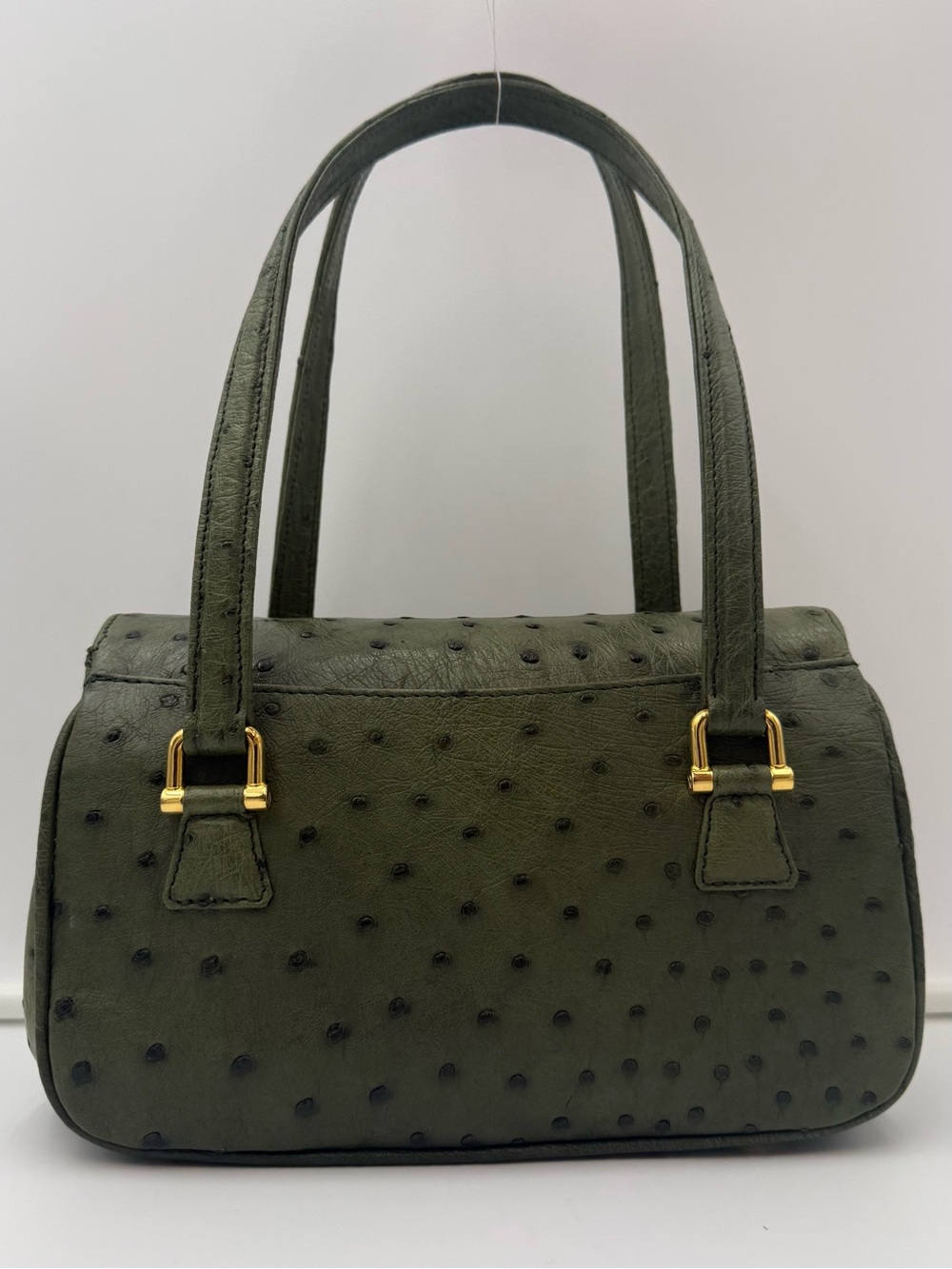🇮🇹SANTAMARIA MILANO • Green Exotic Genuine OSTRICH 23 Bag • Made in ITALY - Picture 4 of 16